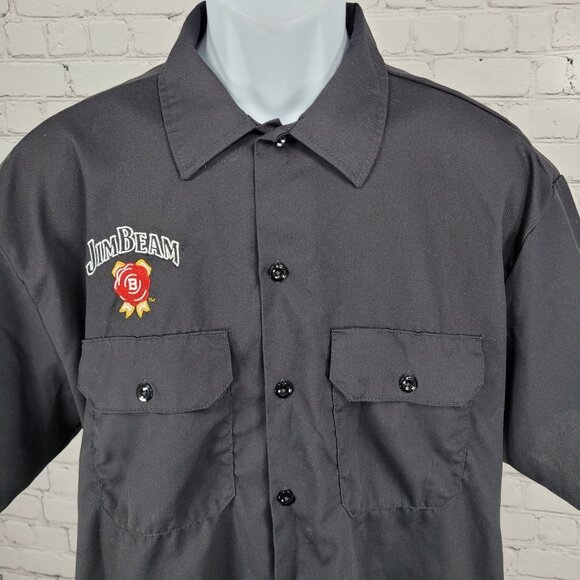 Jim Beam Black Dickies Flex Embroidered Logos Button Up Shirt Large L - Picture 5 of 12